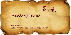 Petróczy Anikó névjegykártya