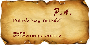 Petróczy Anikó névjegykártya